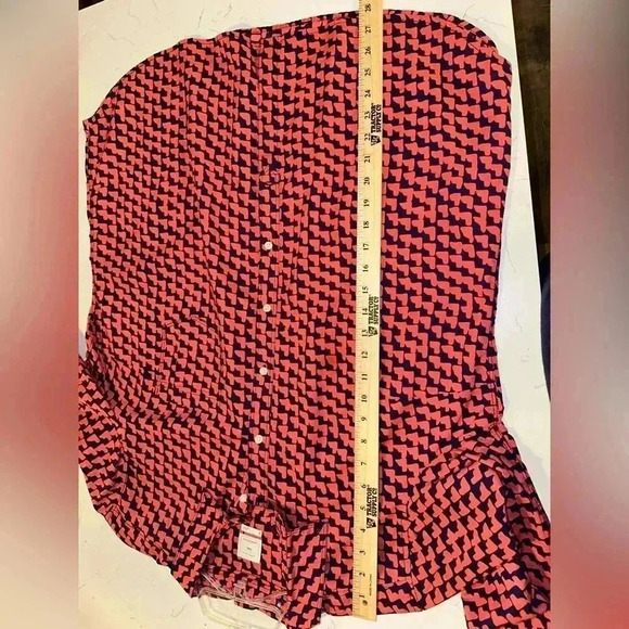 Gap The Shrunken Boyfriend Pink Blue Long Sleeve Button Down Shirt Women's XL - Picture 7 of 7